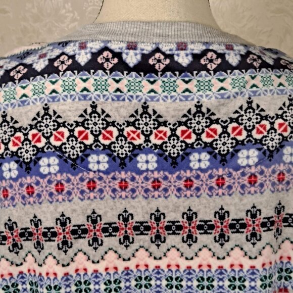 Jane & Bleecker Size L Striped Patterned Fleece Henley Pajama Top Long Sleeve - Picture 9 of 13